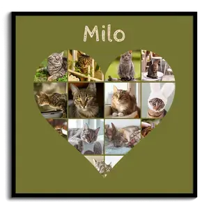 Collage cœur chat avec photos – personnalisez avec nom ou texte Collage cœur chat avec photos – personnalisez avec nom ou texte