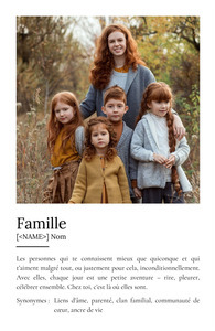 Créez votre poster famille personnalisé style Duden avec définition et photos
