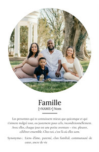Créez votre poster famille personnalisé style Duden avec définition et photos