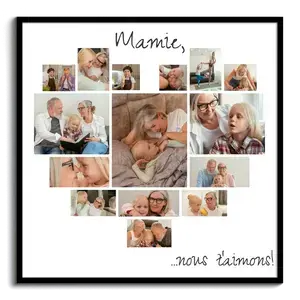 Collage Coeur Photo Premium - "Oma, nous t'aimons" - Cadeau Unique