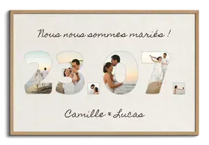 Date de mariage en photos - Collage personnalisée