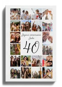 Collage photo chiffre 40 personnalisé – créez un cadeau 40 ans, noces d’émeraude, carrière