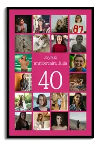 Collage photo chiffre 40 personnalisé – créez un cadeau 40 ans, noces d’émeraude, carrière