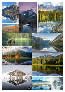 Créez votre collage photo de paysages: plages, lacs et montagnes - tirage premium