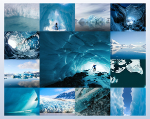 Créez et imprimez votre collage photo nature: dunes, glaciers, grottes de glace