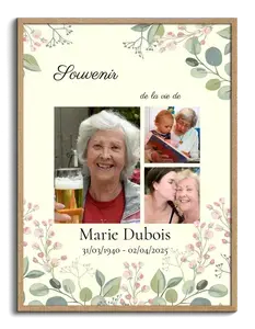 Collage de souvenir funéraire sur toile premium