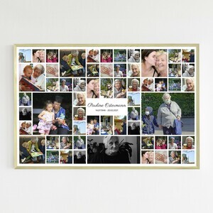 Collage de Deuil Personnalisée - 60 Photos sur Toile Premium