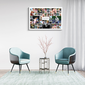 Collage de Deuil Personnalisée - 60 Photos sur Toile Premium