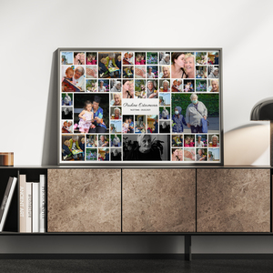 Collage de Deuil Personnalisée - 60 Photos sur Toile Premium