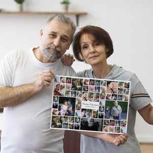 Collage de Deuil Personnalisée - 60 Photos sur Toile Premium