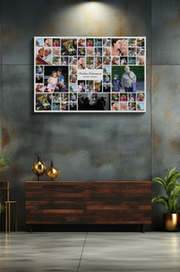 Collage de Deuil Personnalisée - 60 Photos sur Toile Premium