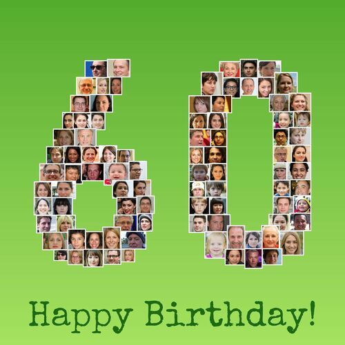 Collage Numéros 60 - Alu-Dibond - Anniversaire Personnalisé