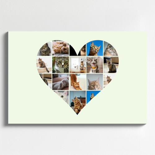 Collage cœur chat avec photos – personnalisez avec nom ou texte
