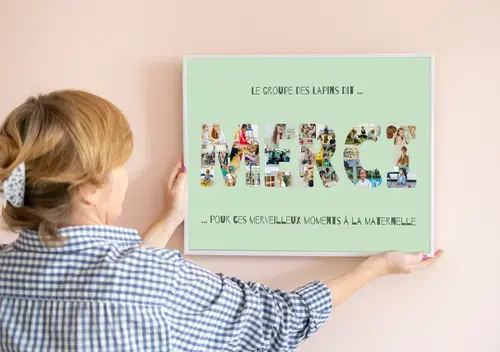 Collage de photos "Merci" école maternelle