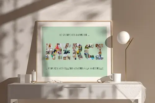 Collage de photos "Merci" école maternelle