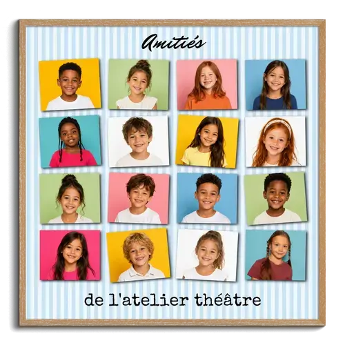 Photo de groupe avec photos d enfants en collage creer cadeau adieu enseignant