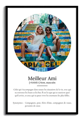 Poster Définition Personnalisé 'Meilleur Ami' avec Photo - Cadeau Idéal