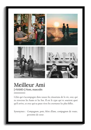 Poster Définition Personnalisé 'Meilleur Ami' avec Photo - Cadeau Idéal