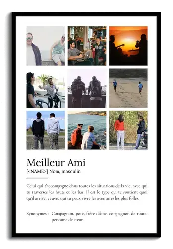 Poster Définition Personnalisé 'Meilleur Ami' avec Photo - Cadeau Idéal