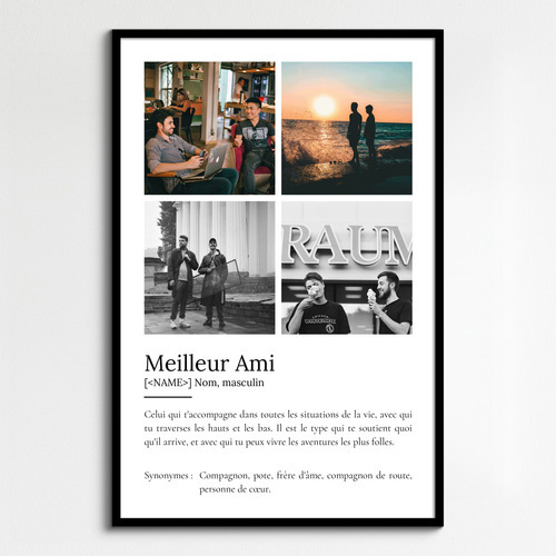 Poster Définition Personnalisé 'Meilleur Ami' avec Photo - Cadeau Idéal