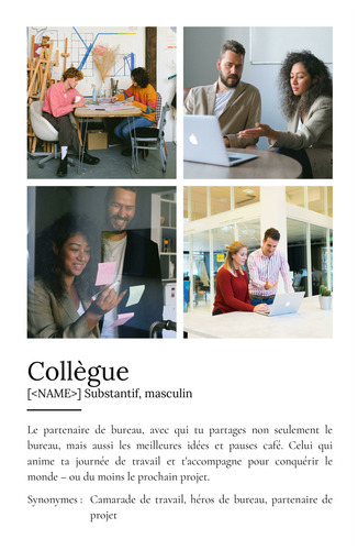 Poster Définition 'Collègue' - Cadeau Personnalisé avec Déf. et Photos