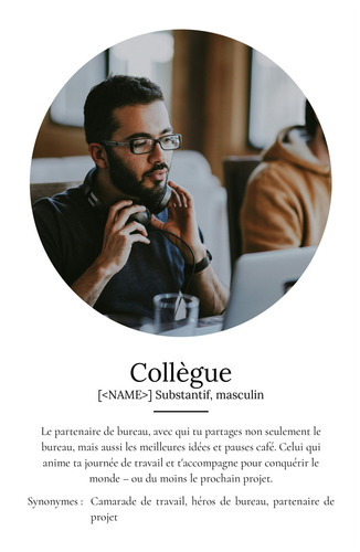 Poster Définition 'Collègue' - Cadeau Personnalisé avec Déf. et Photos