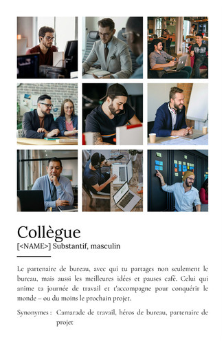 Poster Définition 'Collègue' - Cadeau Personnalisé avec Déf. et Photos