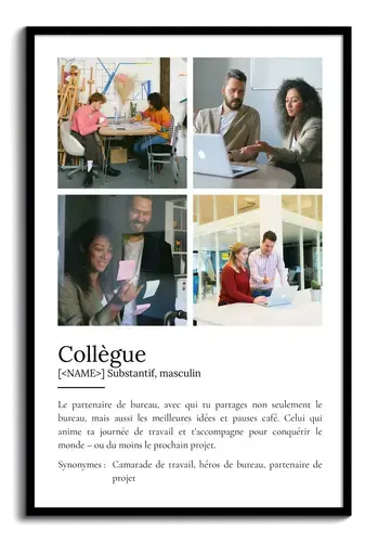Poster Définition 'Collègue' - Cadeau Personnalisé avec Déf. et Photos