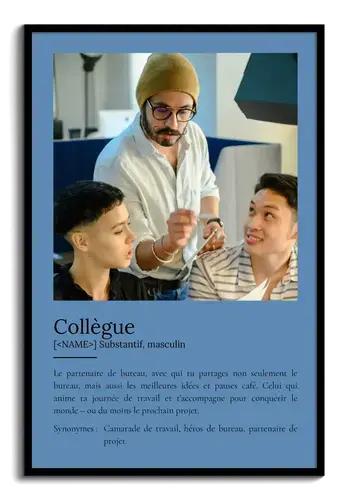 Poster Définition 'Collègue' - Cadeau Personnalisé avec Déf. et Photos