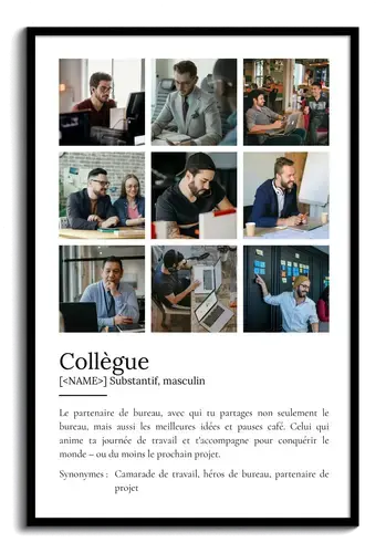 Poster Définition 'Collègue' - Cadeau Personnalisé avec Déf. et Photos