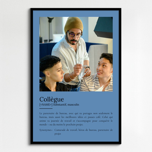 Poster Définition 'Collègue' - Cadeau Personnalisé avec Déf. et Photos