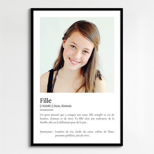 Offrez un Poster Définition Fille personnalisable avec vos photos