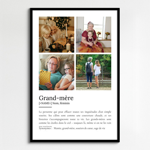 Poster Définition Personnalisé pour Mamie - Cadeau Unique avec Vos Photos