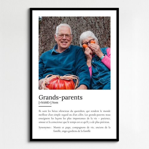 Poster personnalisé pour grands-parents – Cadeau d'amour avec photos et définition