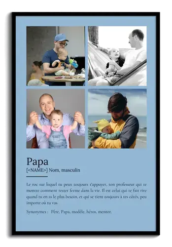 Poster Définition "Papa" Personnalisé - Cadeau avec Texte et Photos