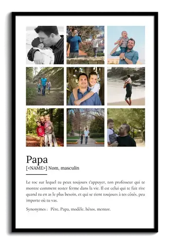 Poster Définition "Papa" Personnalisé - Cadeau avec Texte et Photos