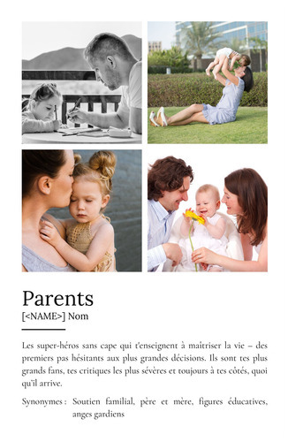 Poster Définition Personnalisé "Parents" - Cadeau Unique et Significatif