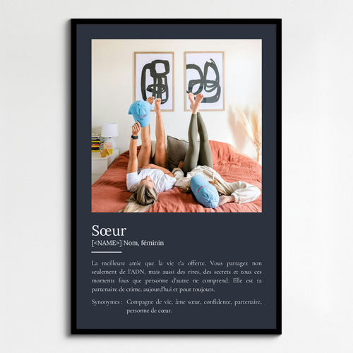 Poster Définition Personnalisé 'Sœur' - Cadeau Unique avec Photos et Texte Adaptable