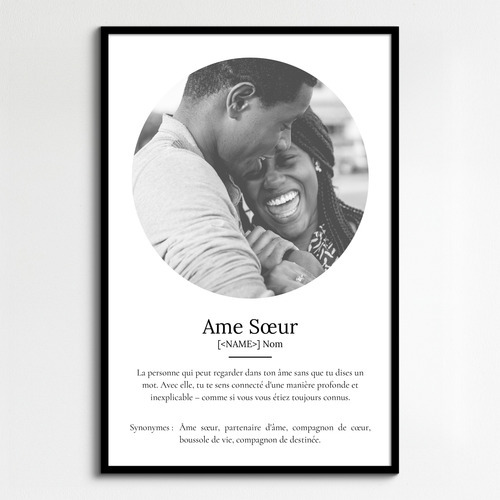 Poster Définition Personnalisé: Soulmate, Cadeau avec Photo et Texte Unique