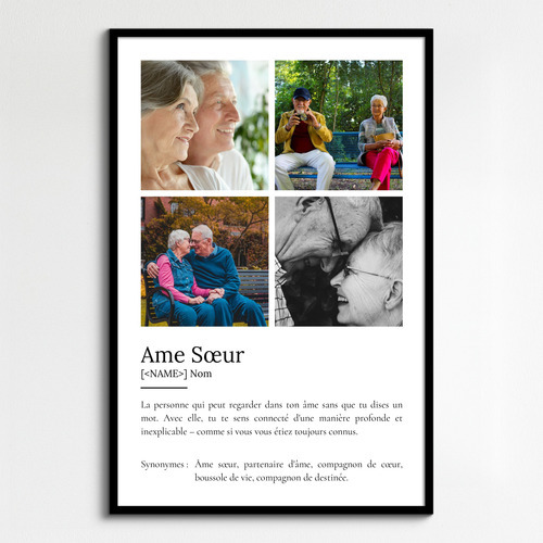 Poster Définition Personnalisé: Soulmate, Cadeau avec Photo et Texte Unique