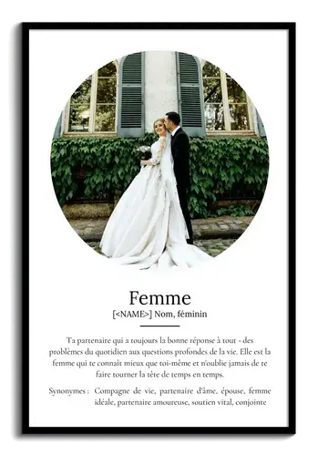 Poster Définition Personnalisé: Épouse - Offrez un Souvenir Unique!