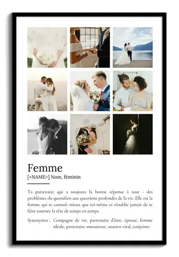 Poster Définition Personnalisé: Épouse - Offrez un Souvenir Unique!