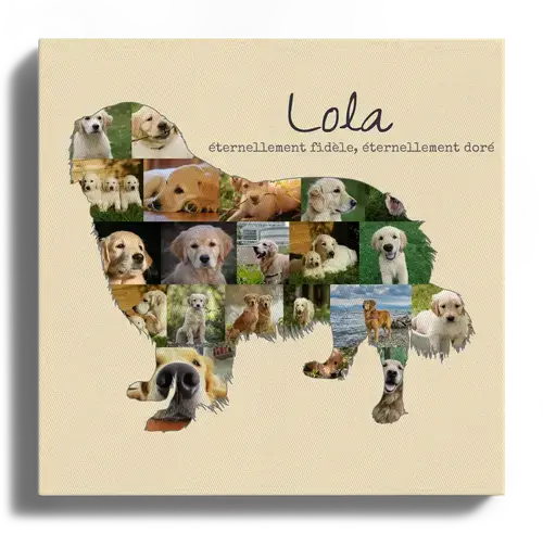 Collage Personnalisée Golden Retriever : Créez un Souvenir Inoubliable en Photos