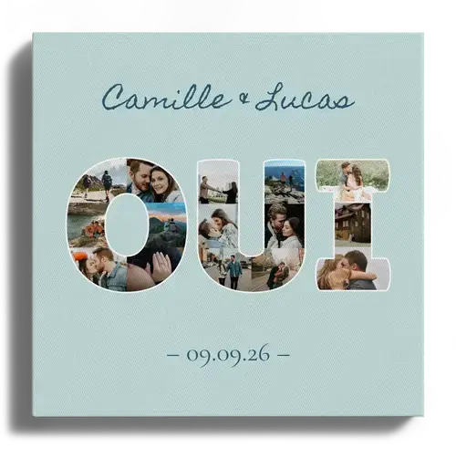 Collage photo JA fiançailles personnalisée