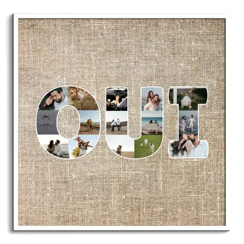 Collage photo JA fiançailles personnalisée