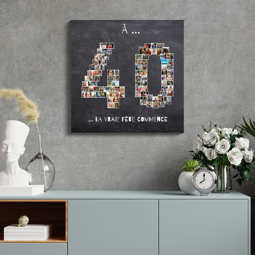 Collage Photo Anniversaire 40 Ans - Personnalisez avec Vos Souvenirs et Textes