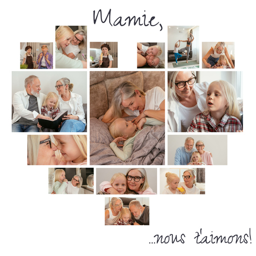 Collage Coeur Photo Premium - "Oma, nous t'aimons" - Cadeau Unique