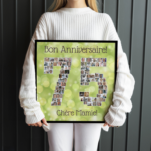 Collage photo "75" anniversaire - Offrez un souvenir unique à votre grand-mère