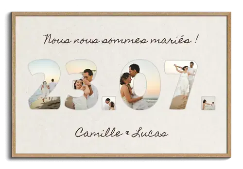 Date de mariage en photos - Collage personnalisée