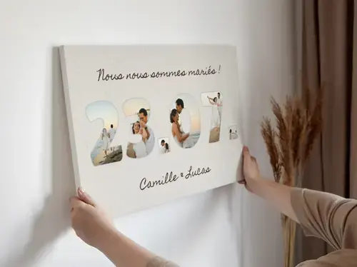 Date de mariage en photos - Collage personnalisée